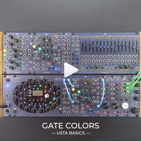 Push the rotary encoders when any Gate layer is selected to switch between the gate colors.⁠ When blue, the encoder defines the time a gate stays high, from very short to an actual tie with the following stage, when green, the gate value determines the ratcheting number, when red, the gate is not generated.⁠