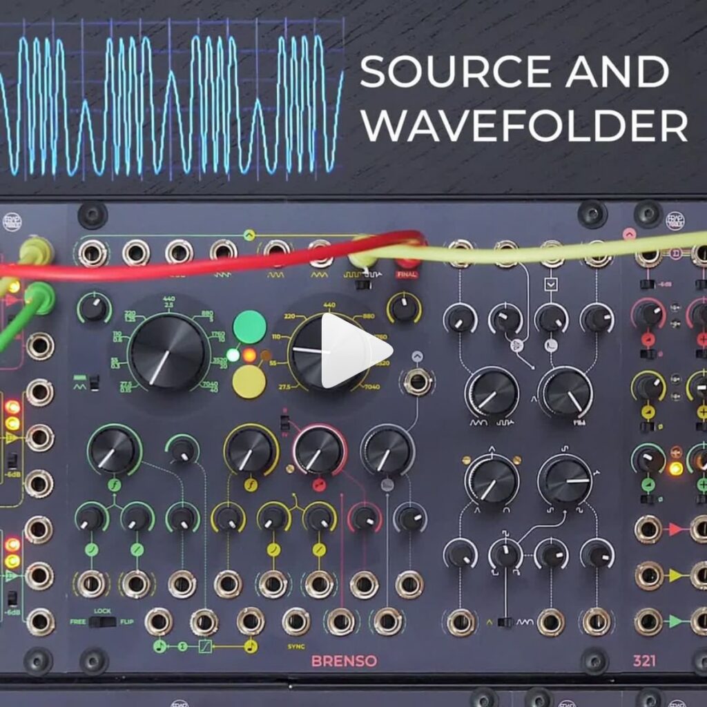 BRENSO’s waveshaper gets a mixture of the two wavefolders, which you can control through the Source knob. Then, it folds them again, and again, and again, in an explosion of overtones. You can use the symmetry control to push it even further!⁠